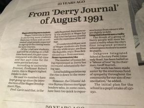 Derry Journal Article from 1991