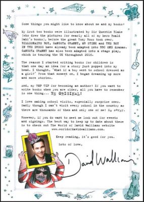 Zach's Letter from David Walliams