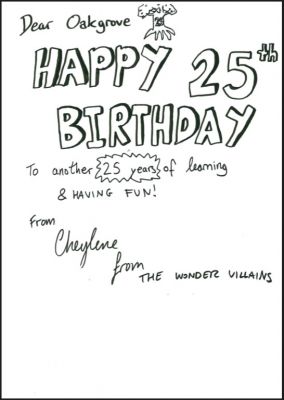 Oakgrove's Message from Cheylene of the Wonder Villians