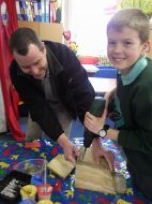 Eco-club members assemble bird boxes