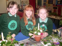 Eco club make table decorations