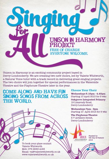Singing for All - Unison in Harmony Project Flyer